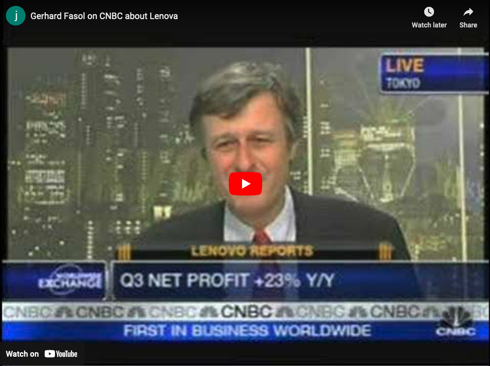 Gerhard Fasol on CNBC about LENOVO 2007 3rd Quarter financial results